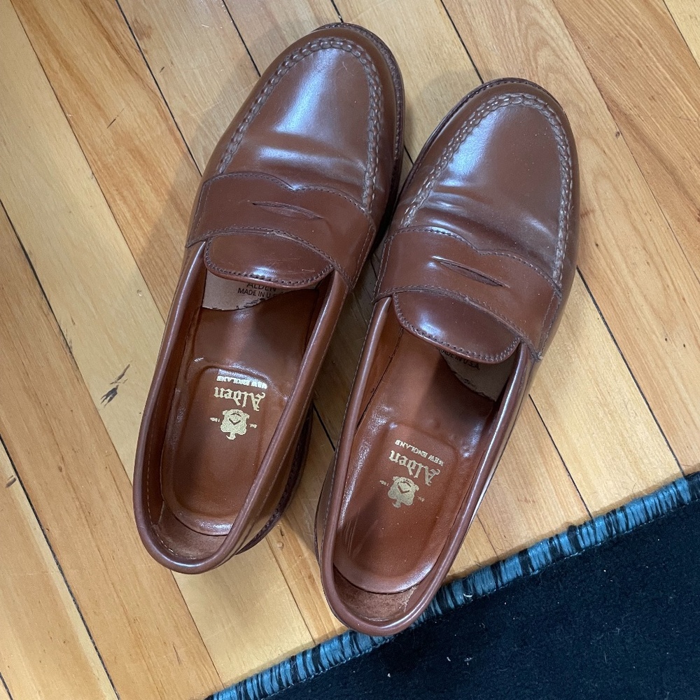 Alden Whiskey Shell Cordovan Penny Loafers (9D)